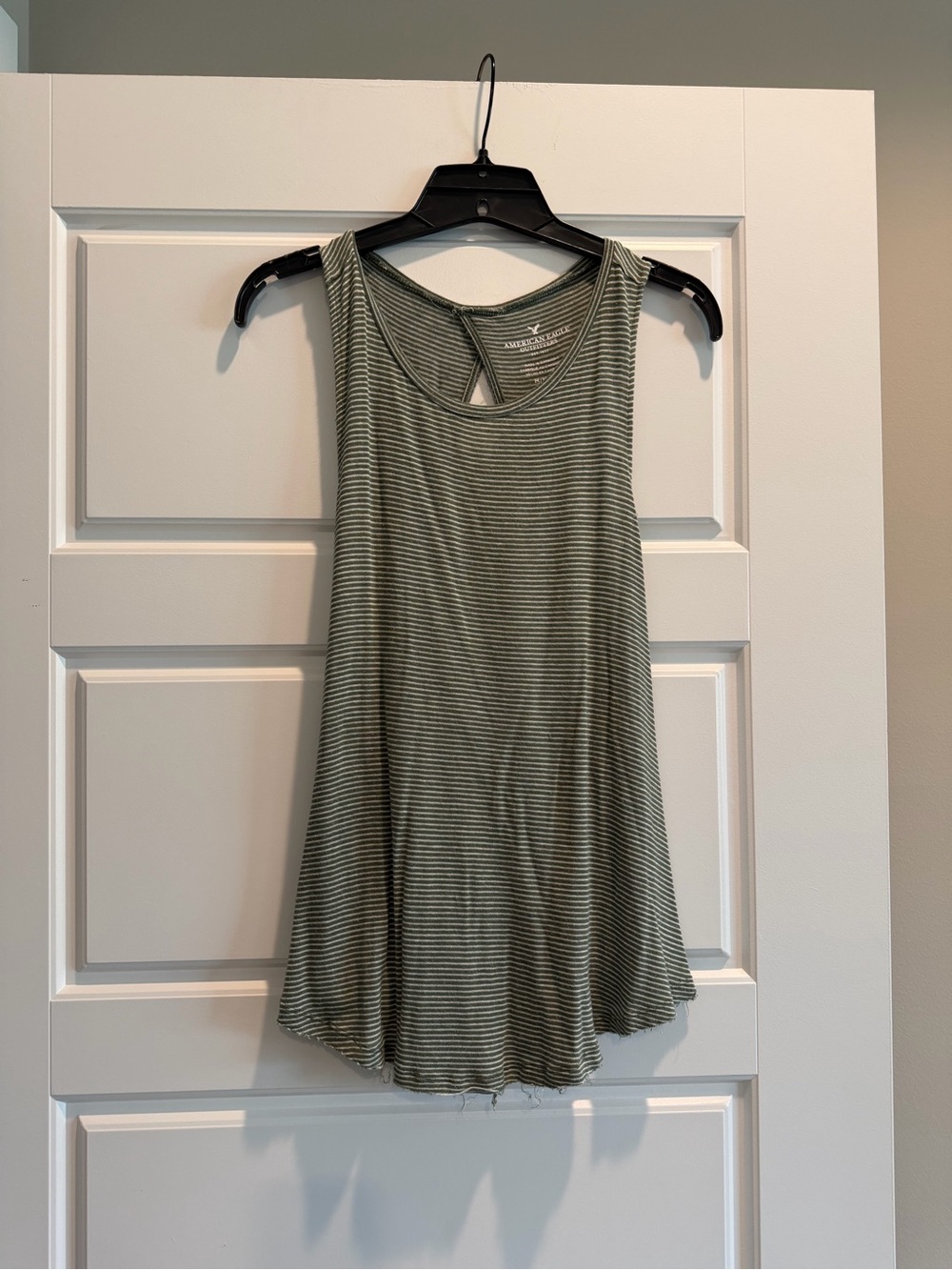 American Eagle Olive Green Striped Racerback Tank Top
